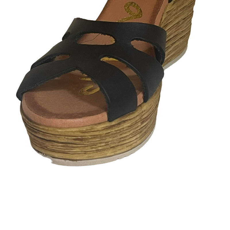 Oh My Sandals Γυναικεία Πλατφόρμα  Μαύρο 3486 Δερμάτινο