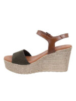 Oh My Sandals Γυναικείες Πλατφόρμες Χακί 5034 Δερμάτινες - Image 2