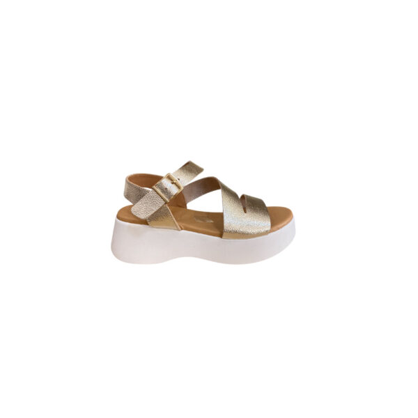 Oh My Sandals DUNA CHAMPAN Γυναικείες Πλατφόρμες Χρυσές 5969 Δερμάτινες