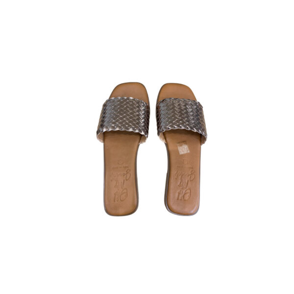 Oh My Sandals CAVA TB Γυναικείες Παντόφλες Μπρονζέ 5829 Δερμάτινες