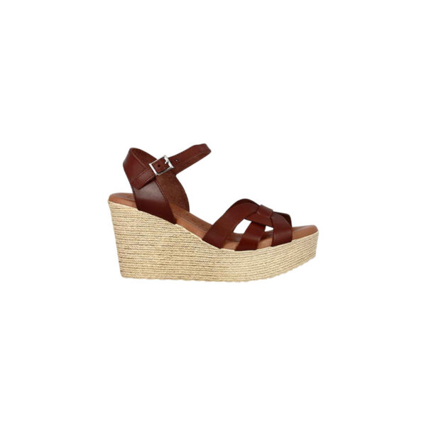 Oh My Sandals Γυναικείες Πλατφόρμες Καφέ 5036K Δερμάτινες