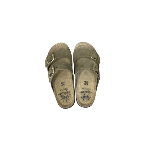 Sunny Sandals  Γυναικείες Παντόφλες Λαδί SIENNA-60302L Δερμάτινες